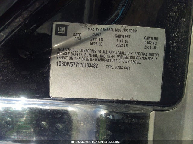2007 CADILLAC STS VIN: 1G6DW677170133482