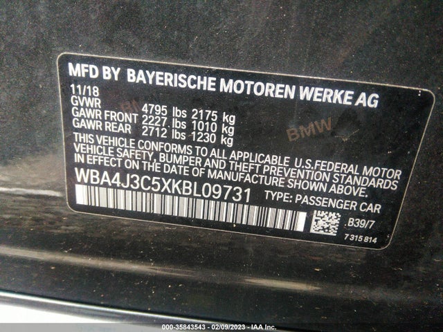 BMW 4 Series 430i Xdrive 2019 аукцион фото
