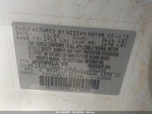 2020 Nissan Kicks, VIN: 3N1CP5BVXLL571620