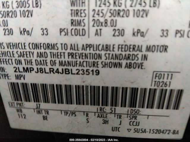 2LMPJ8LR4JBL23519 Lincoln MKX
