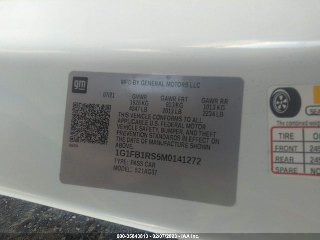 Chevrolet Camaro 1lt 2021 1G1FB1RS5M0141272 Image 9
