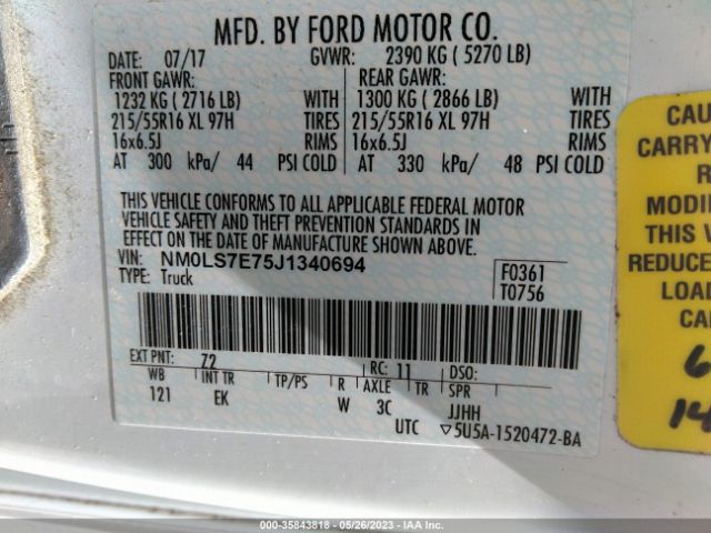 NM0LS7E75J1340694 Ford Transit Connect Van Xl