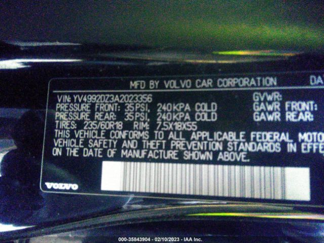 YV4992DZ3A2023356 Volvo Xc60 3.0t