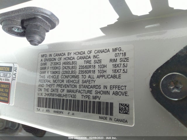 Honda Cr-v Ex-l 2018 2HKRW1H88JH517430 Image 10
