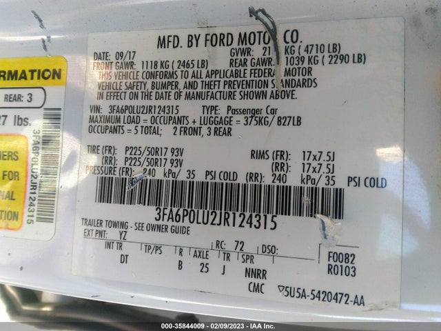 Ford Fusion Hybrid Se 2018 3FA6P0LU2JR124315 Image 9