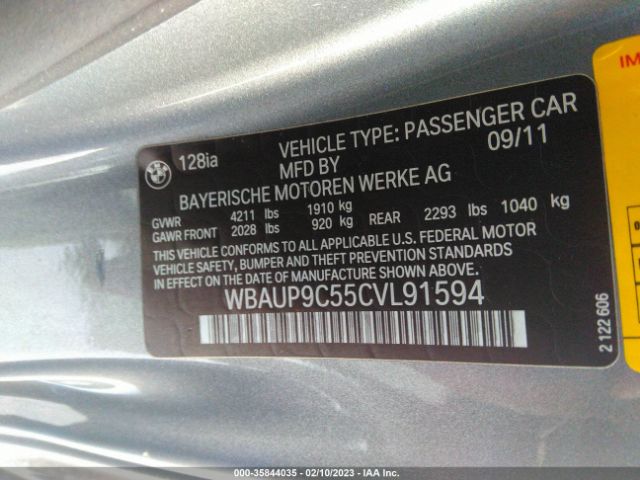 WBAUP9C55CVL91594 BMW 1 Series 128i