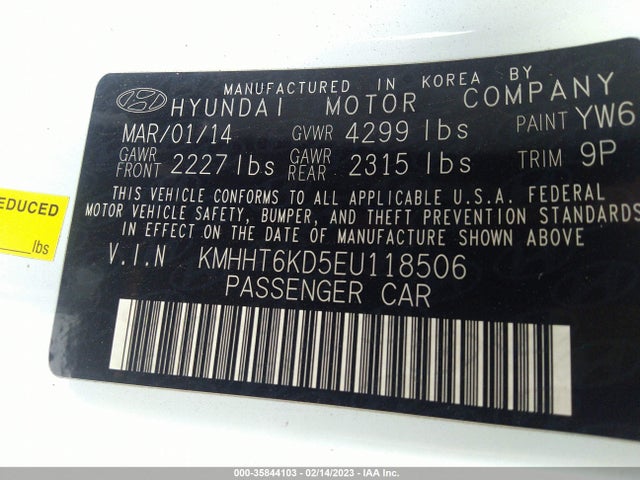 2014 Hyundai Genesis, VIN: KMHHT6KD5EU118506