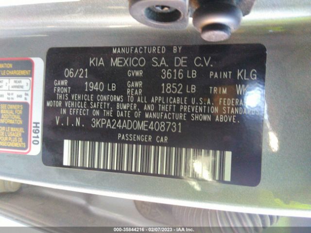 3KPA24AD0ME408731 KIA RIO S
