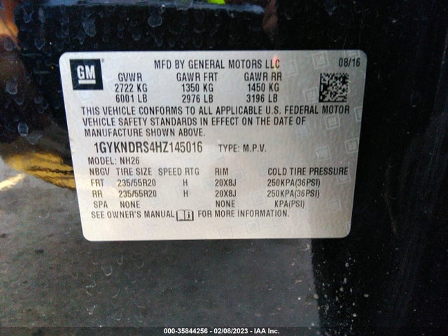 1GYKNDRS4HZ145016 Cadillac Xt5 Luxury Awd