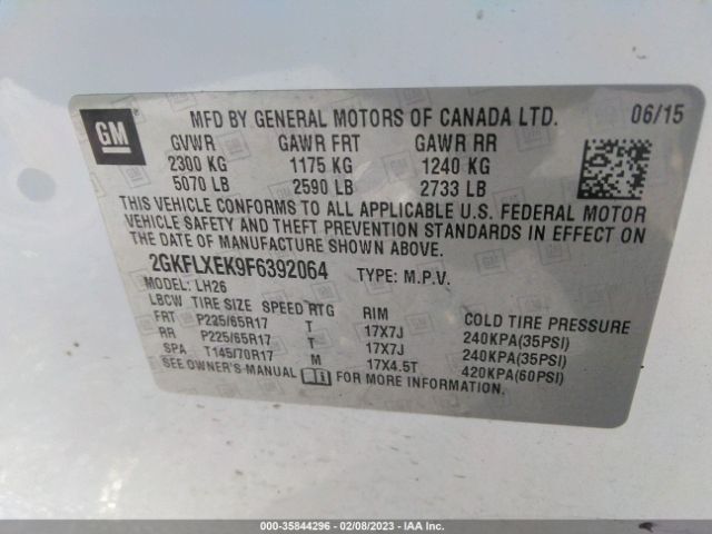 2GKFLXEK9F6392064 GMC Terrain Slt