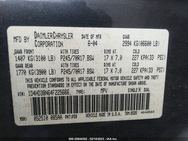 Dodge Durango St 2004 1D4HD38N64F225666 Image 11