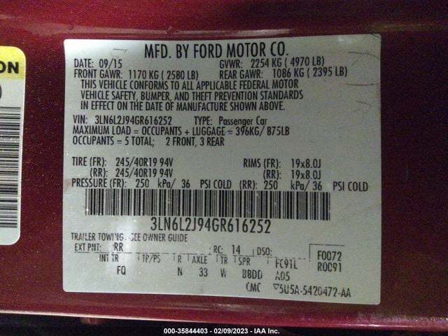 Lincoln MKZ 2016 3LN6L2J94GR616252 Image 9