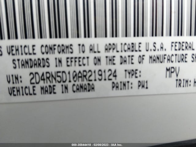 2010 DODGE GRAND CARAVAN SXT VIN: 2D4RN5D10AR219124