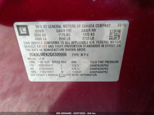 2GKALMEK2G6309990 GMC Terrain Sle