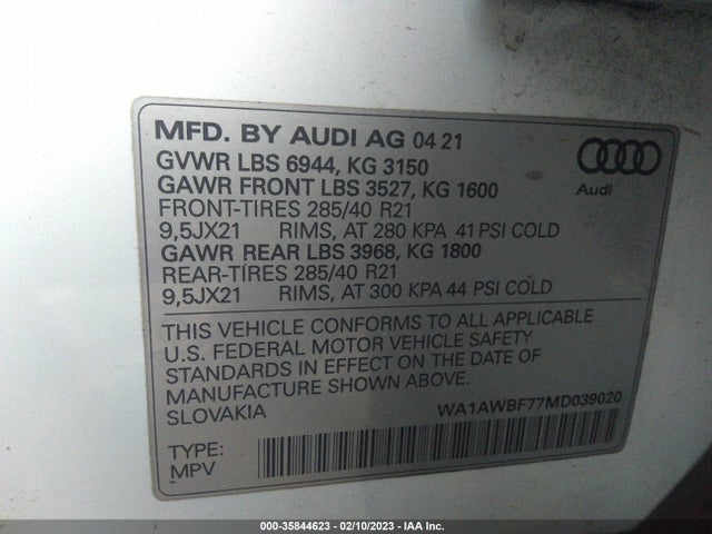 2021 Audi SQ7, VIN: WA1AWBF77MD039020