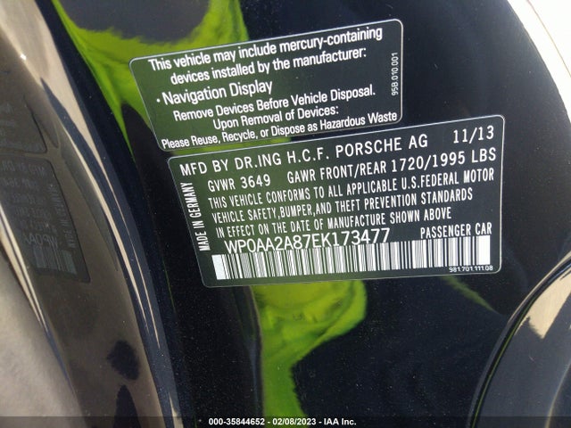 2014 Porsche Cayman, VIN: WP0AA2A87EK173477
