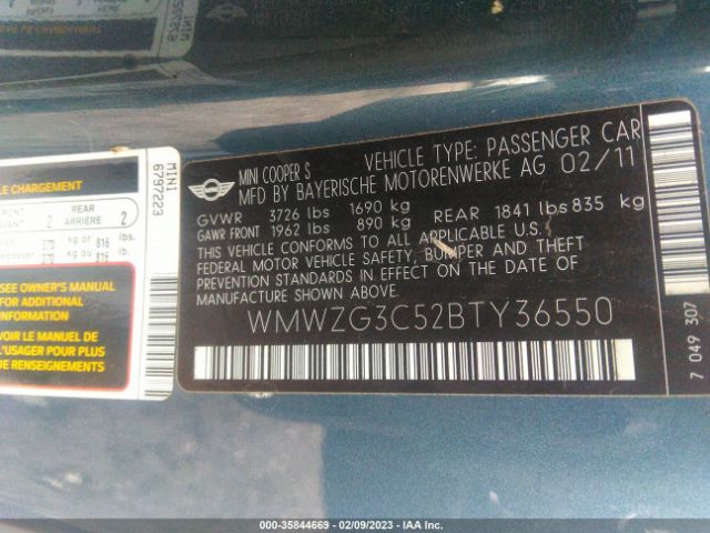 WMWZG3C52BTY36550 Mini Cooper Clubman S