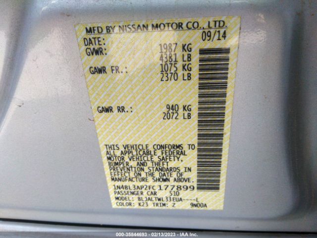 1N4BL3AP2FC177899 Nissan Altima 3.5 Sl