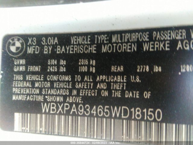 WBXPA93465WD18150 BMW X3 3.0I