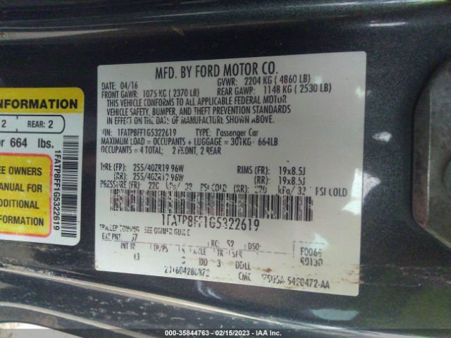1FATP8FF1G5322619 Ford Mustang Gt Premium