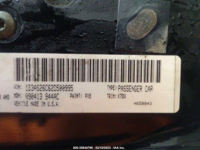 2002 DODGE NEON BASE VIN: 1B3AS26C62D500995