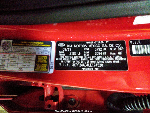 2020 KIA FORTE LXS VIN: 3KPF24AD4LE174520