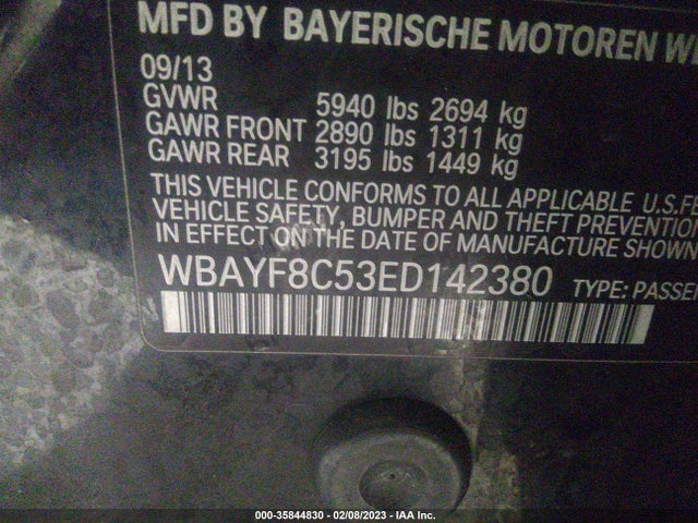 2014 BMW 7 Series, VIN: WBAYF8C53ED142380