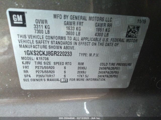 1GKS2CKJ8GR220233 GMC YUKON DENALI