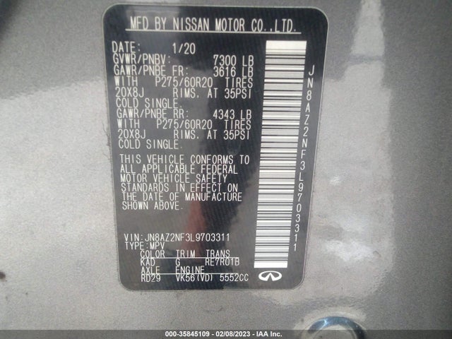 2020 Infiniti QX80, VIN: JN8AZ2NF3L9703311