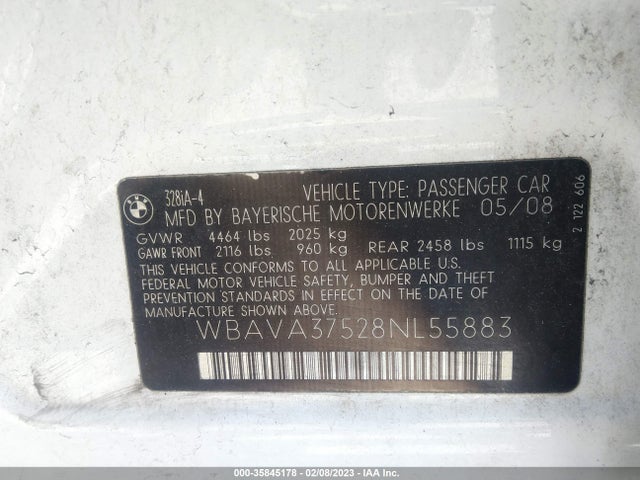 BMW 3 Series 328i 2008 WBAVA37528NL55883 Image 11