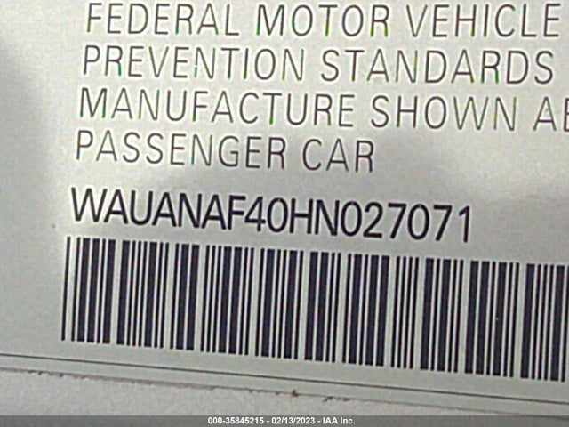 WAUANAF40HN027071 Audi A4 PREMIUM