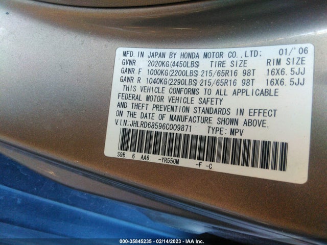 Honda CR-V LX 2006 JHLRD68596C009871 Image 10