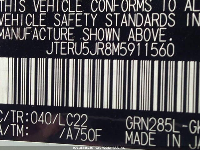 2021 TOYOTA 4RUNNER TRD OFF ROAD PREMIUM VIN: JTERU5JR8M5911560