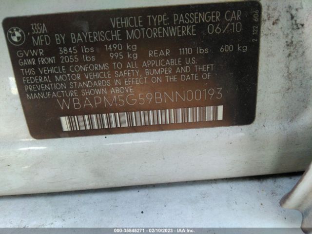 WBAPM5G59BNN00193 BMW 3 Series 335i