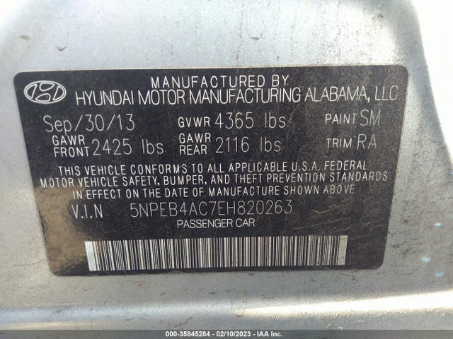 Hyundai SONATA GLS 2014 5NPEB4AC7EH820263 Image 10