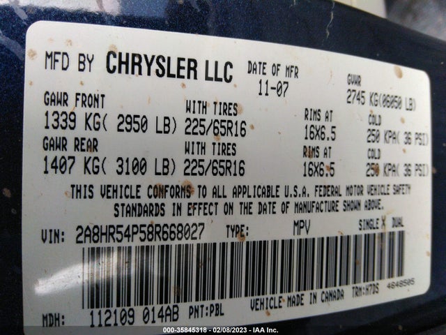 2A8HR54P58R668027 Chrysler Town & Country Touring