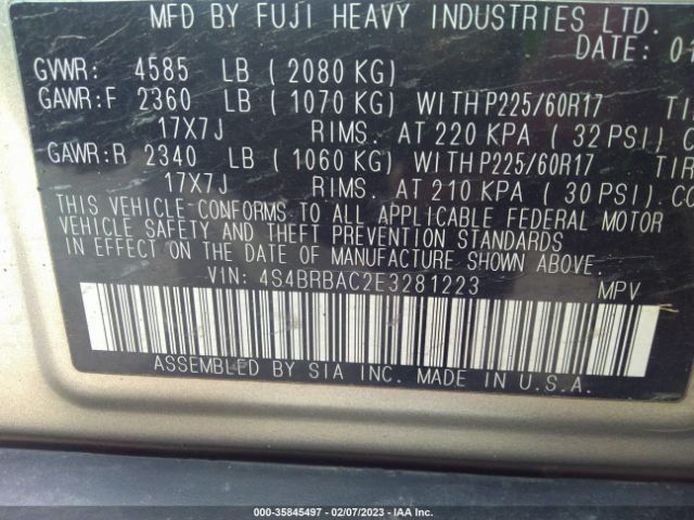 4S4BRBAC2E3281223 Subaru Outback 2.5i