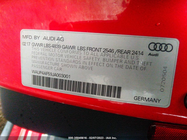 2018 Audi S5, VIN: WAUP4AF59JA003001