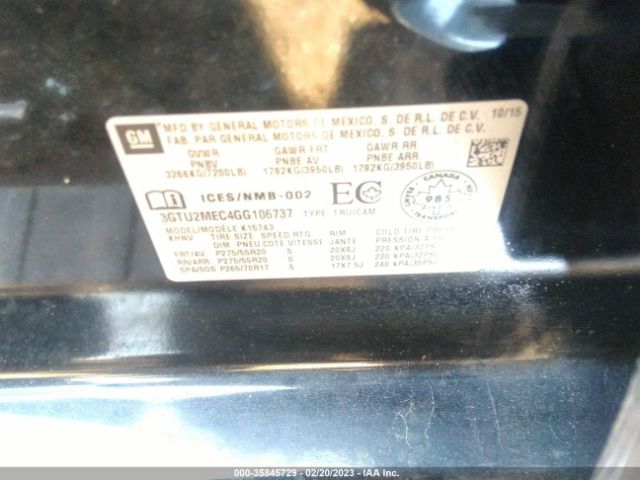 3GTU2MEC4GG106737 GMC Sierra 1500 Sle