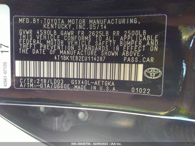 Toyota AVALON LIMITED 2014 4T1BK1EB2EU114287 Image 9