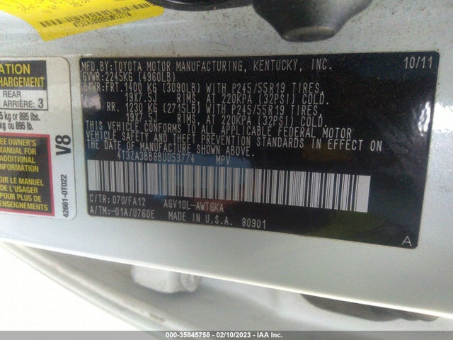 Toyota Venza 2011 4T3ZA3BB8BU053774 Image 9