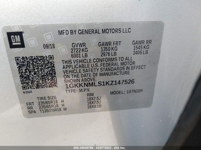 1GKKNMLS1KZ147526 GMC ACADIA SLT