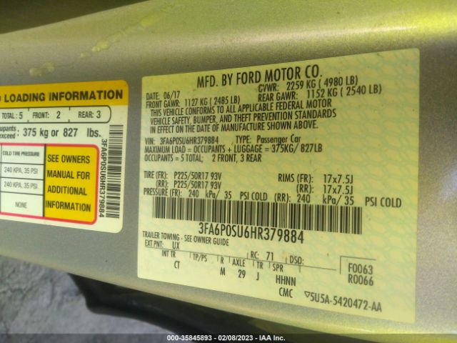 3FA6P0SU6HR379884 Ford Fusion Energi Titanium/platinum