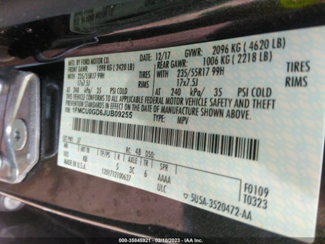 1FMCU0GD6JUB09255 Ford ESCAPE SE