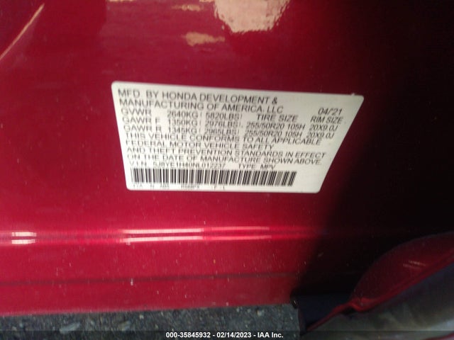 2022 Acura MDX, VIN: 5J8YE1H40NL012237