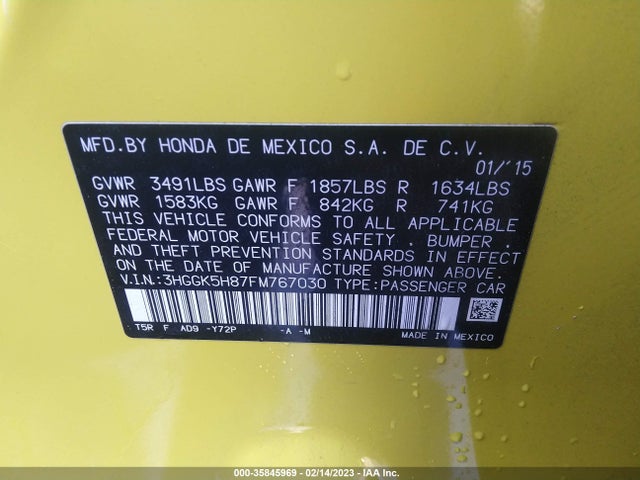 2015 Honda Fit, VIN: 3HGGK5H87FM767030