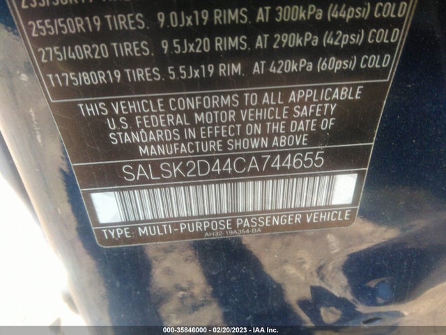 Land Rover Range Rover Sport Hse 2012 SALSK2D44CA744655 Image 9