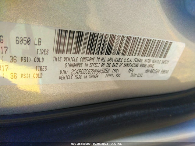 2017 Dodge Grand Caravan, VIN: 2C4RDGCG7HR805850