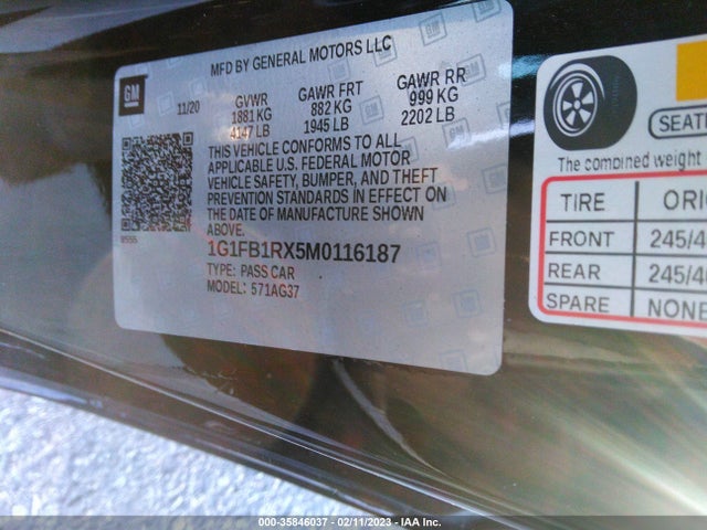 Chevrolet Camaro 1lt 2021 1G1FB1RX5M0116187 Image 9