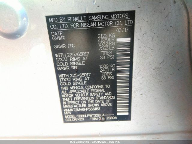 KNMAT2MV6HP556183 Nissan ROGUE S